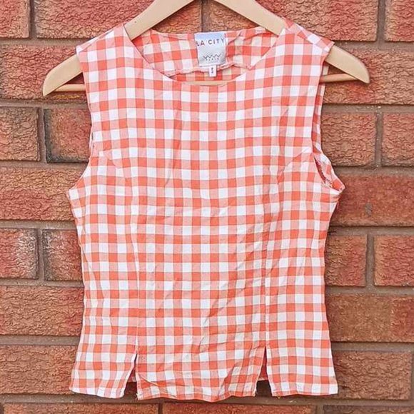 Orange gingham tank top - Picture 1 of 5